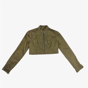 Khaki green cropped y2k jacket utility - size small from Yaunique